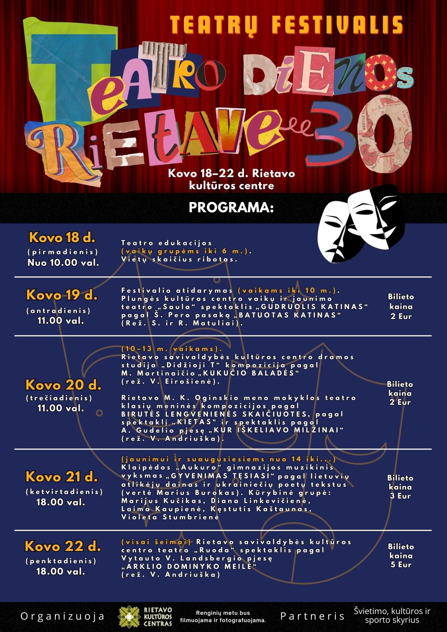 Teatro dienos Rietave – 30 plakatas